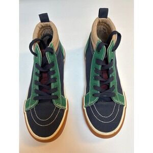 Old Navy Kids Colorblock Midtop Canvas Sneakers Navy Green Tan Size 4